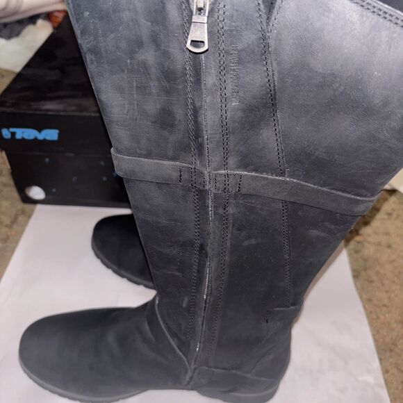 Teva DeLaVina Women's Size 8 Tall Black Leather Waterproof 1003011 Boots New - Picture 9 of 16